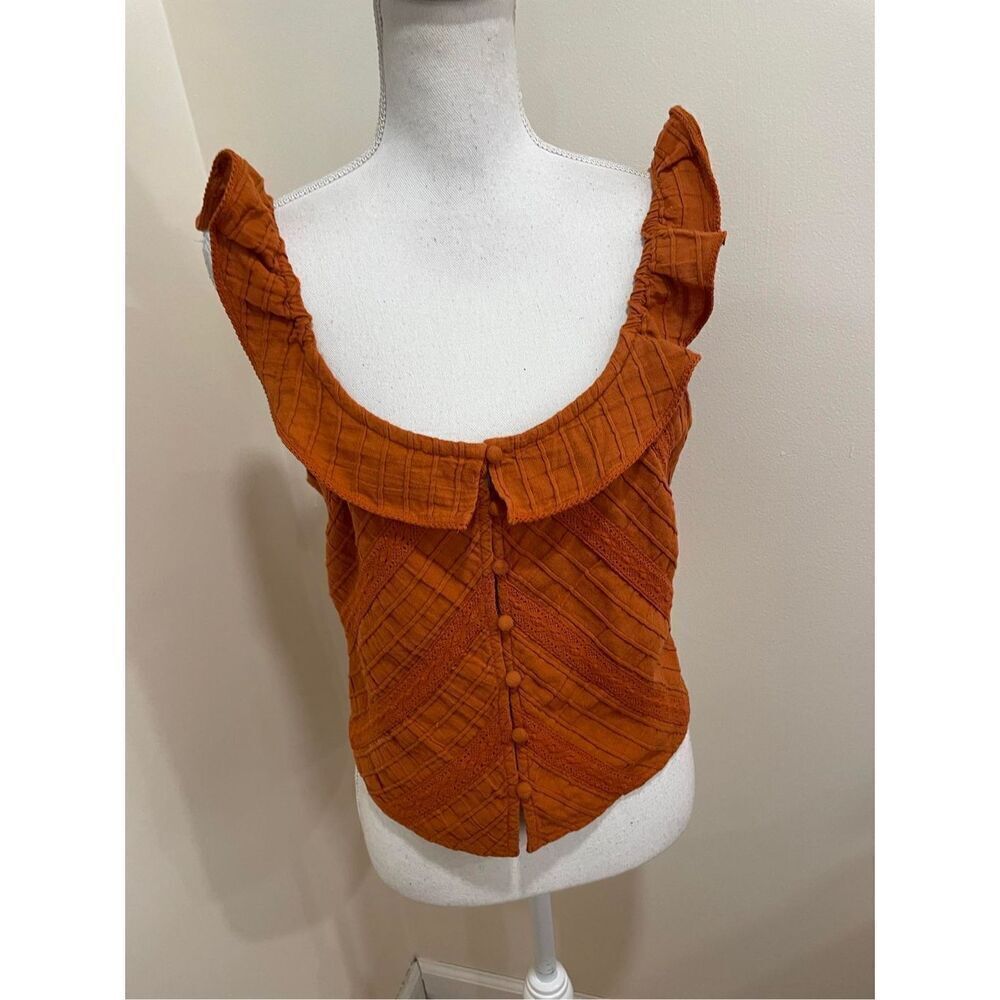 Free People Orange Ruffle Tank Top - Picture 2 of 6